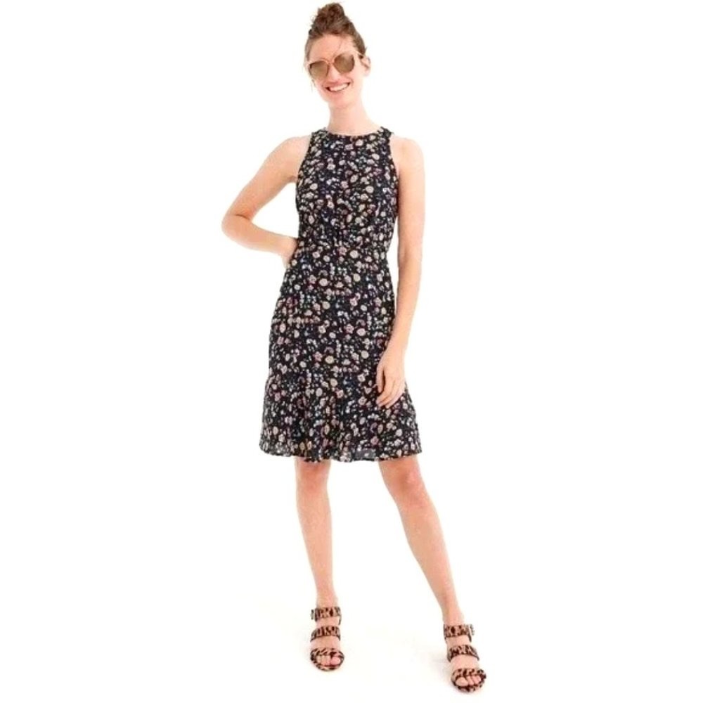NWOT J. Crew Ruched Waist Sleeveless Mini Dress Vintage Floral
